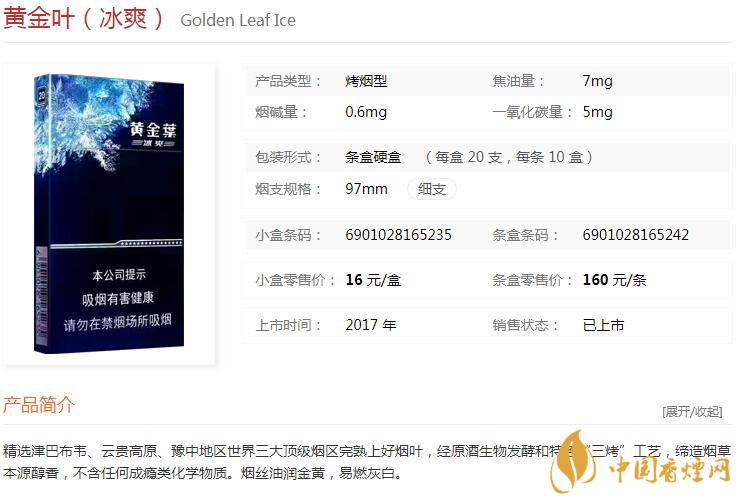 黃金葉冰爽多少錢一盒價格？黃金葉冰爽價格及參數(shù)圖片2020