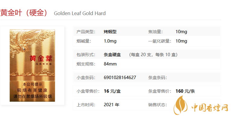 黃金葉（硬金）多少錢(qián)一包 黃金葉（硬金）價(jià)格參數(shù)一覽。